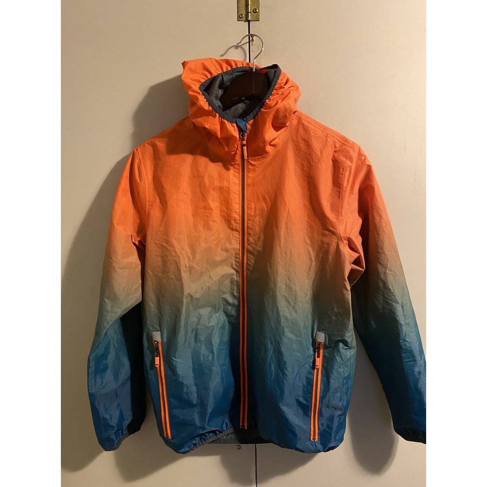 Killtec Youth Jacket Size 14 164 Hooded Windbreaker Ombre Orange Teal Full Zip